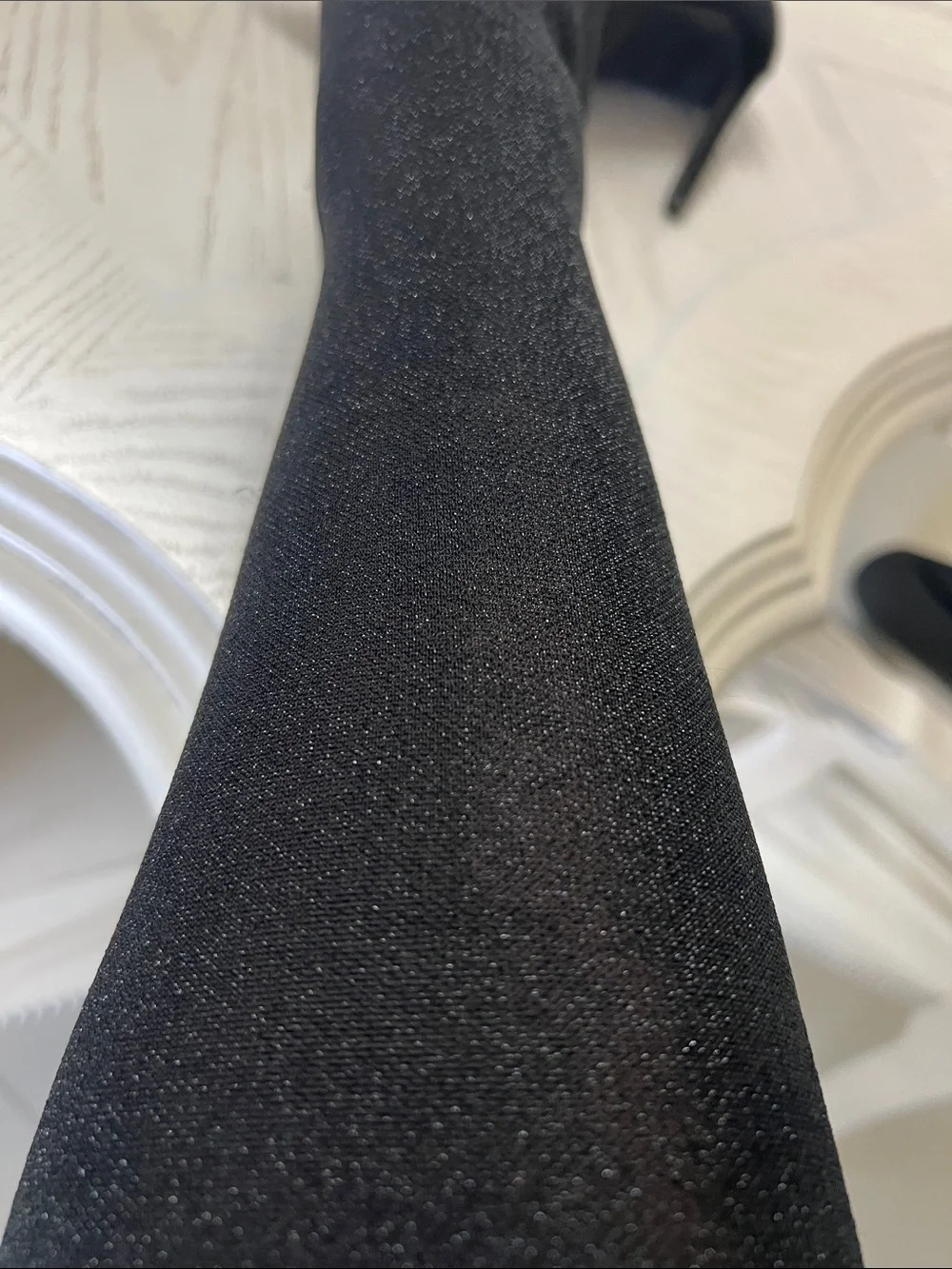 Black Over-the-Knee Stiletto Sock Boots - Women's High Heel Boots